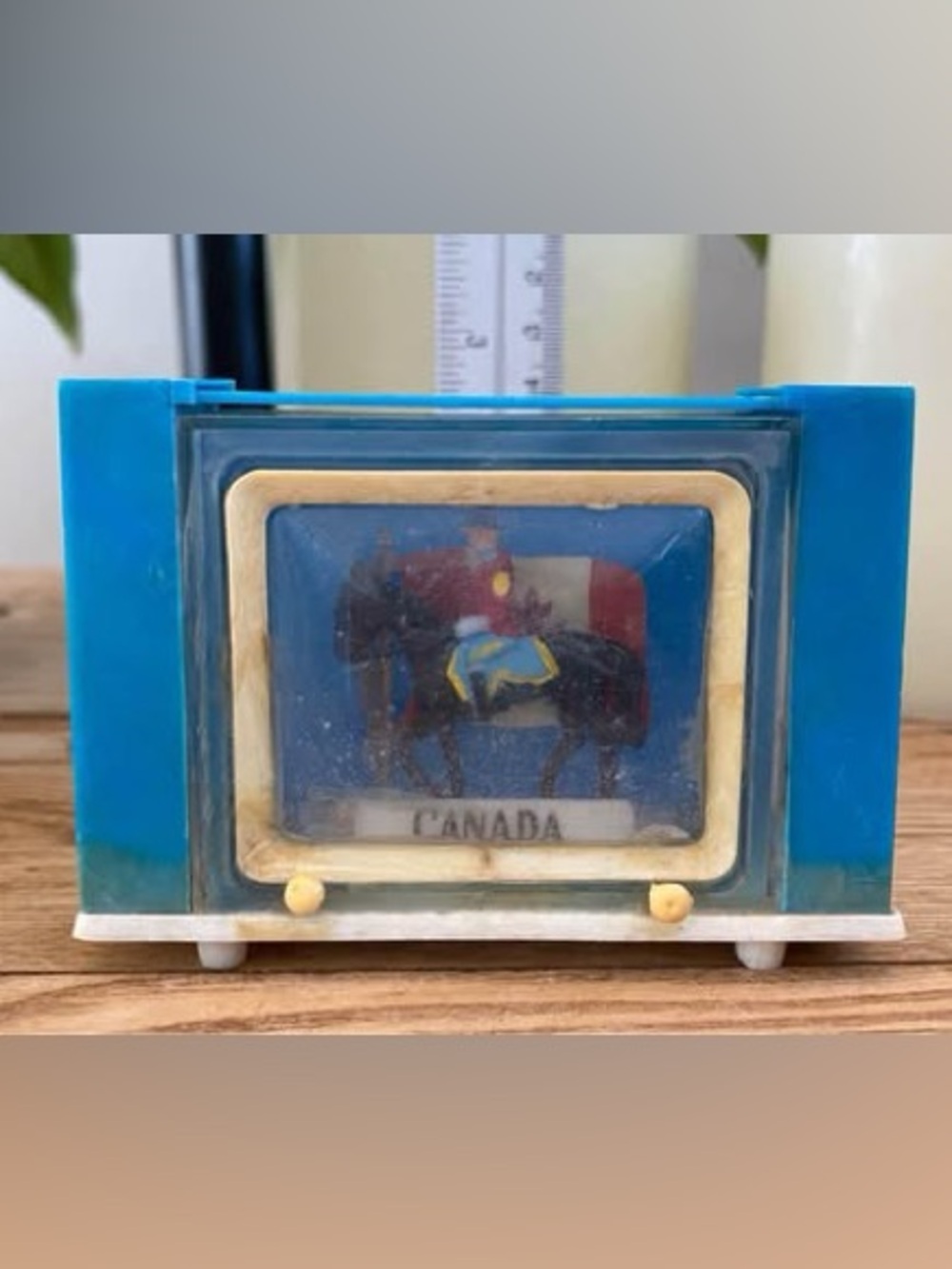 Vintage Canada RCMP Mountie Plastic TV Snow Globe Salt & Pepper Shaker